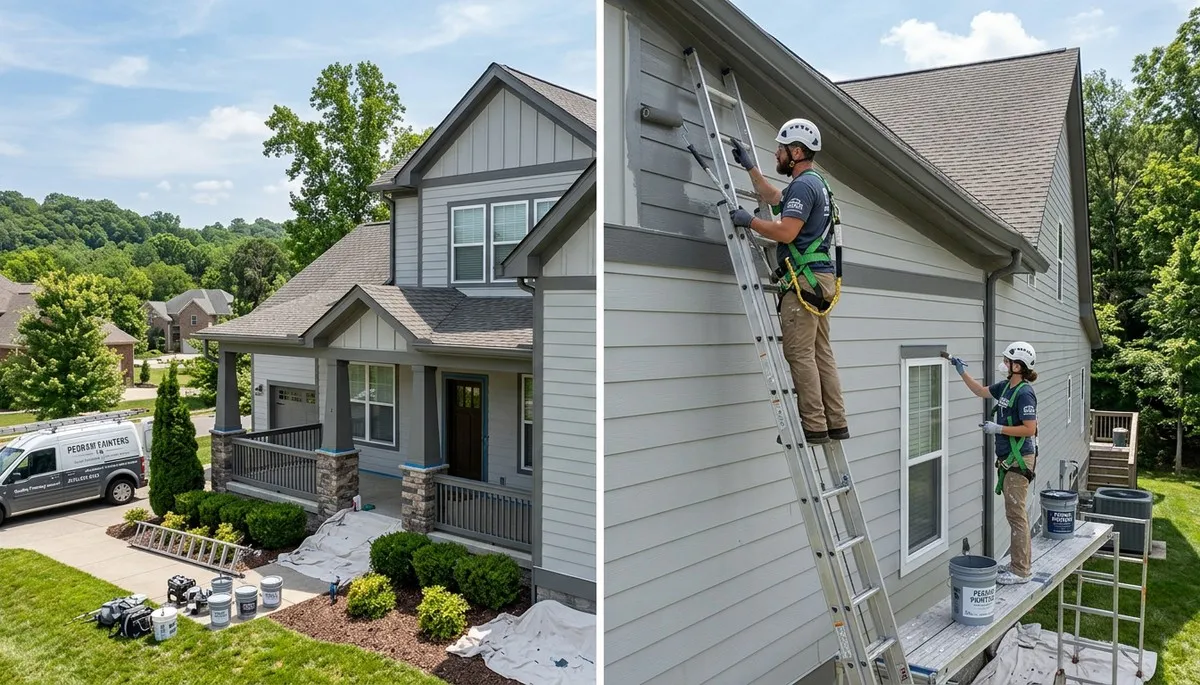 Professional house painters working on exterior home repainting in Nashville, TN