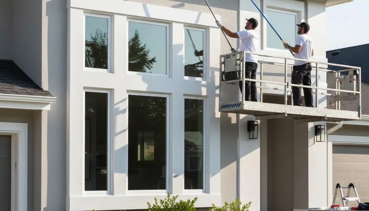 Professional trim and fascia painting on Nashville, TN home exterior by expert house painters