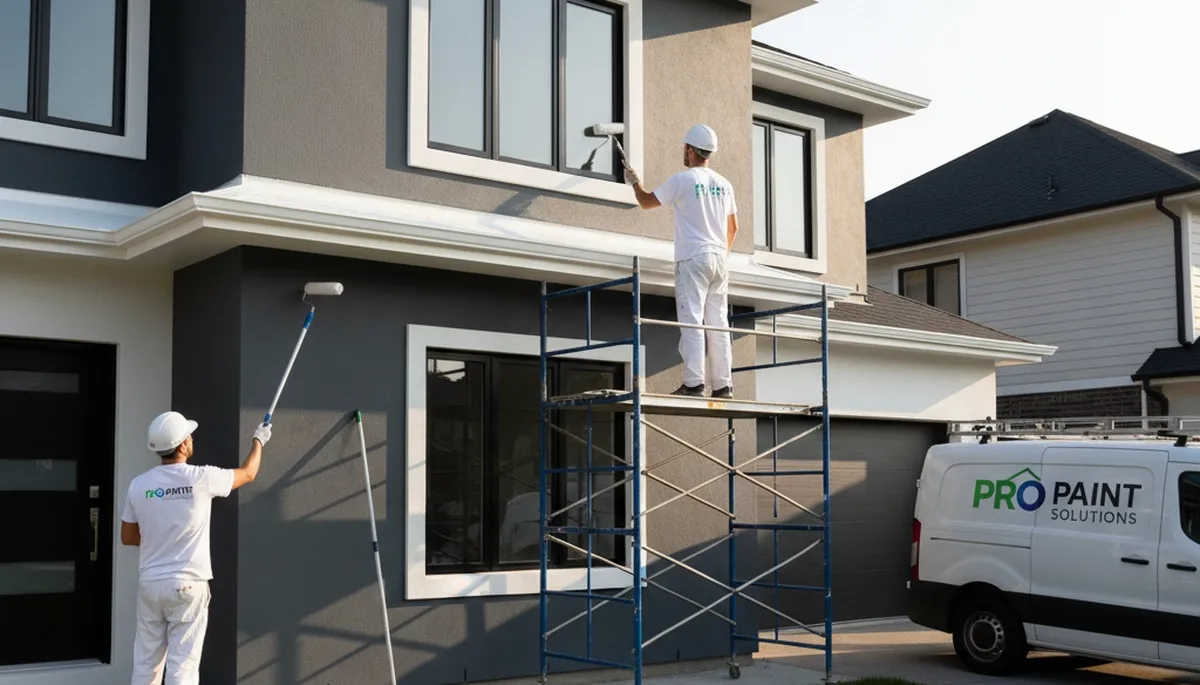 Professional trim and fascia painting on Nashville TN home exterior by expert house painters