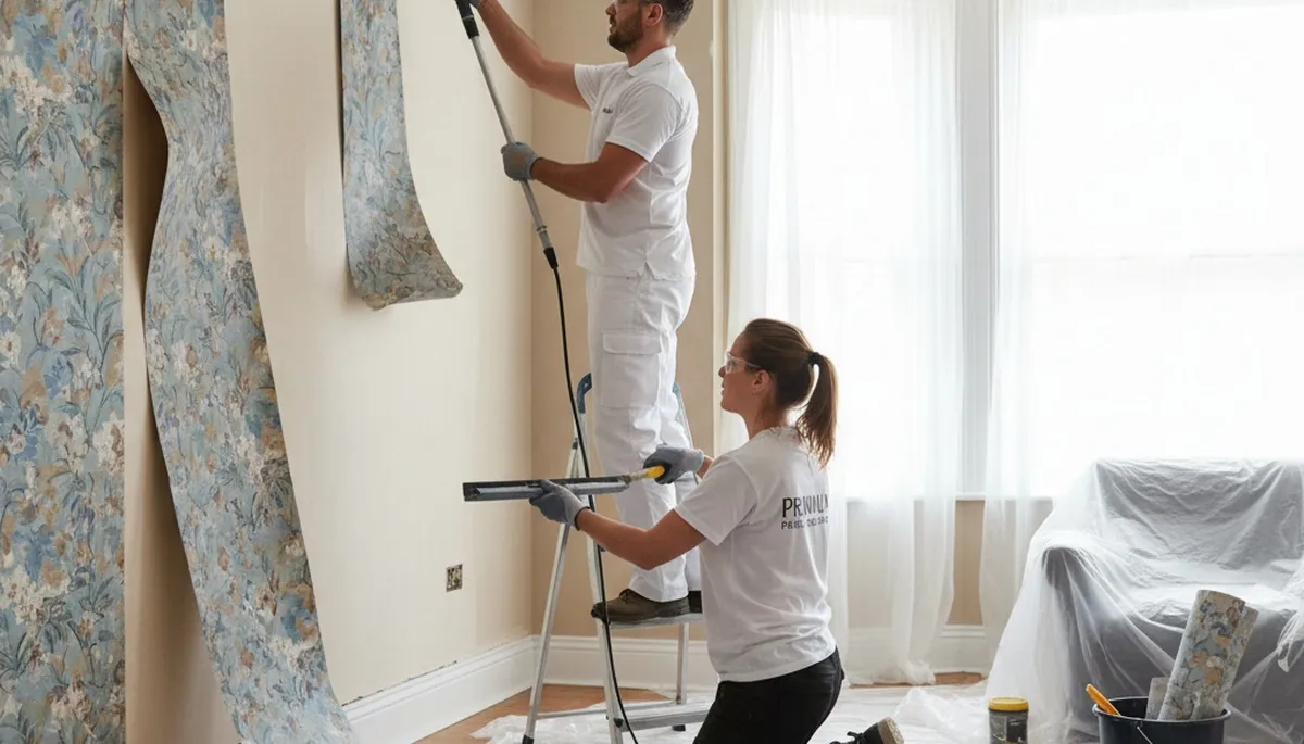 Professional wallpaper removal in Nashville, TN by expert house painters restoring smooth interior walls