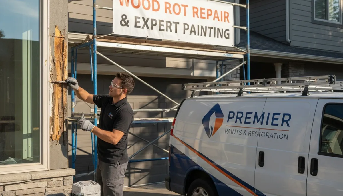 Professional wood rot repair on home exterior by expert painters in Nashville, TN